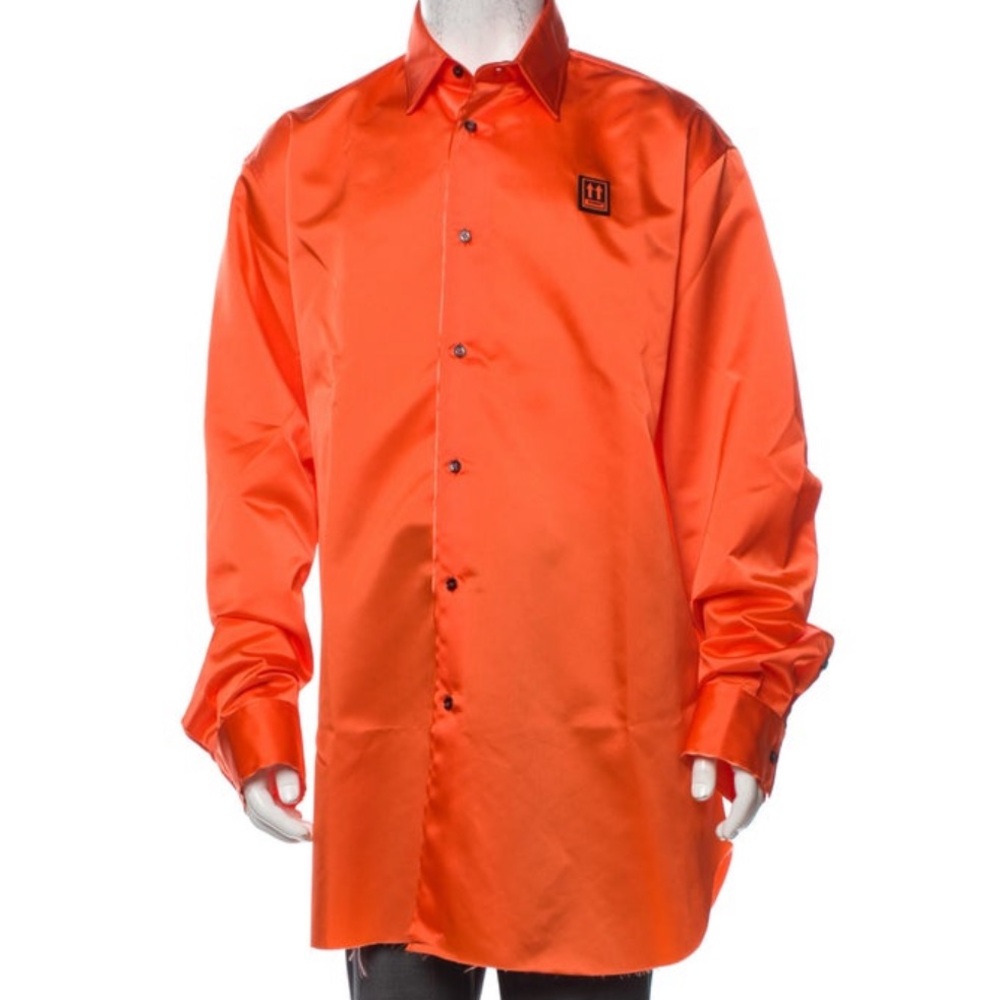 Off-White c/o Virgil Abloh Shirt 2019 Orange Button-Up Shirt NWT
